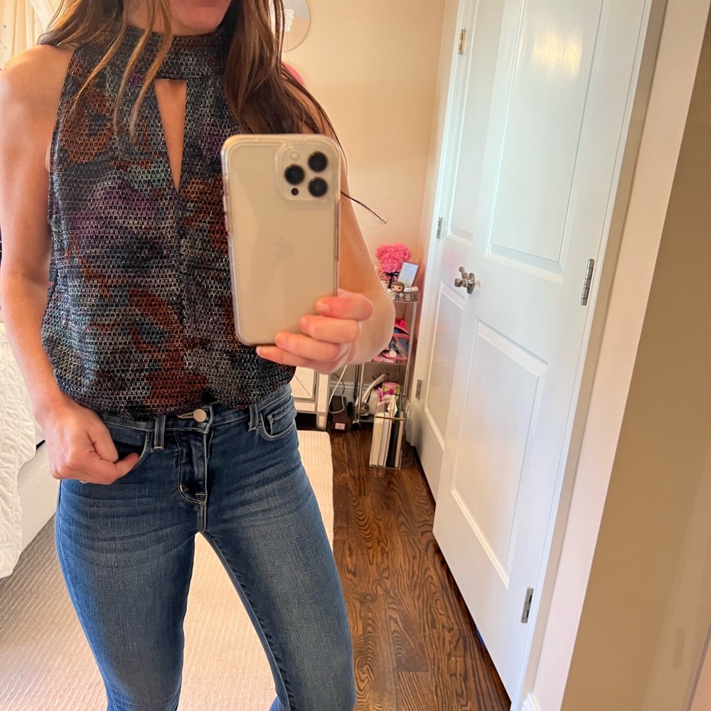 DREW halter top with metallic details, XS